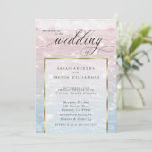 Elegant Sparking Ocean Beach Wedding Invitation Kaart (Staand voorkant)