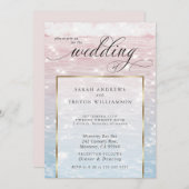 Elegant Sparking Ocean Beach Wedding Invitation Kaart (Voorkant / Achterkant)