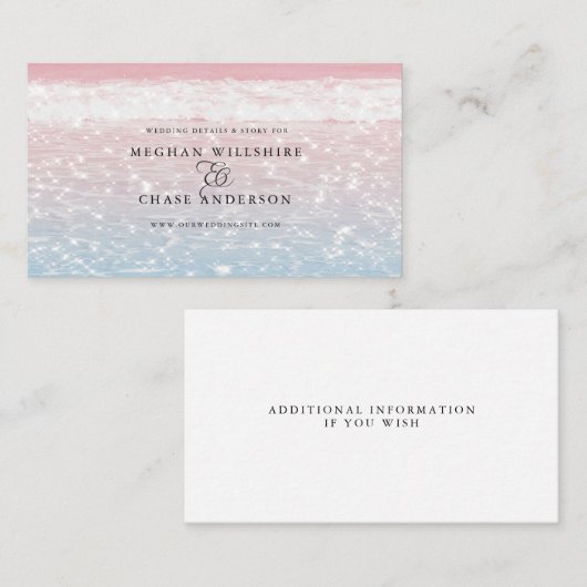 Elegant Sparking Ocean Beach Wedding Visitekaartje (Voorkant / Achterkant)