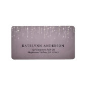 Elegant Sparking String Lights Mauve Wedding Etiket (Voorkant)