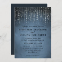 Elegant Sparking String Lights Navy Blue Wedding