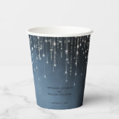 Elegant Sparking String Lights Navy Blue Wedding Papieren Bekers (Achterkant)