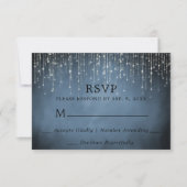 Elegant Sparking String Lights Navy Blue Wedding RSVP Kaartje (Voorkant)