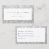Elegant Sparkle and Shine Silver Glitter Salon Visitekaartje (Voorkant / Achterkant)