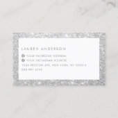 Elegant Sparkle and Shine Silver Glitter Salon Visitekaartje (Achterkant)