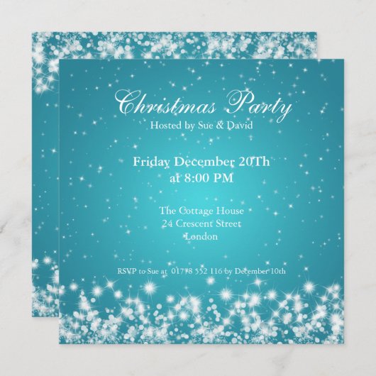 Elegant Sparkle Custom Blue Kaart (Voorkant / Achterkant)