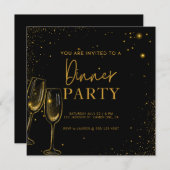 Elegant Sparkle Dinner Party Goud Zwart Kaart (Voorkant / Achterkant)