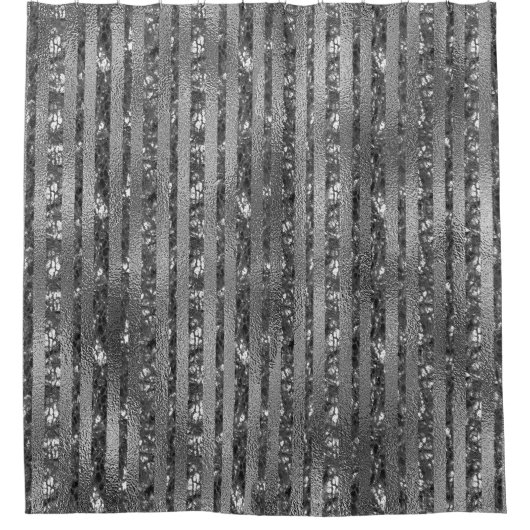 Elegant Sparkle Glitter Chic Silver Stripes Douchegordijn (Voorkant)