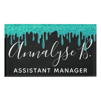 Elegant Sparkle Glitter Sparkly Name Professional Naambadge