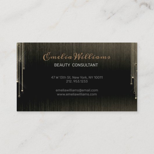 Elegant Sparkle Gold Crystal Rhinestone Black Visitekaartje (Achterkant)