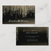 Elegant Sparkle Gold Crystal Rhinestone Black Visitekaartje (Voorkant / Achterkant)