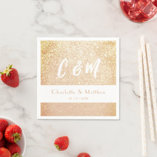 Elegant Sparkle Gold Glitter Wedding Napkins Servet