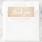 Elegant Sparkle Gold Glitter Wedding Rechthoekige Sticker (Tas)