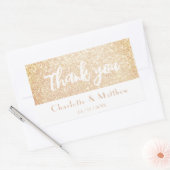 Elegant Sparkle Gold Glitter Wedding Rechthoekige Sticker (Envelop)