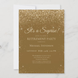 Elegant Sparkle Gold Surprise Retirement Party Kaart