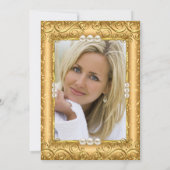 Elegant SPARKLE GOLD White Pearl Photo Birthday Kaart (Achterkant)