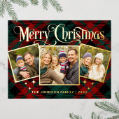 Elegant Sparkle Kerstmis 3 PHOTO Greep Gold Folie Feestdagen Briefkaart