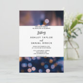 Elegant sparkle lampje blauw huwelijk Inv Kaart (Staand voorkant)