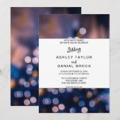 Elegant sparkle lampje blauw huwelijk Inv Kaart (Voorkant / Achterkant)