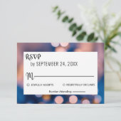 Elegant sparkle lampjes bokeh blur blue Wedding RS RSVP Kaartje (Staand voorkant)