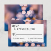 Elegant sparkle lampjes bokeh blur blue Wedding RS RSVP Kaartje (Voorkant / Achterkant)