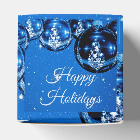 Elegant Sparkle Ornamenten Cobalt Blue Holiday Bedankdoosjes (Bovenkant)