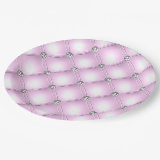 Elegant Sparkle Paars Tufted Bling Glam Wedding Papieren Bordje (Gekanteld)