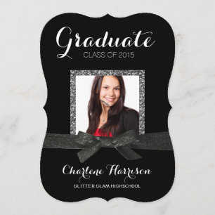 Elegant Sparkle Ribbon Foto Girl Afstuderen Kaart