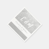 Elegant Sparkle Silver Glitter Wedding Napkins Servet (Hoek)