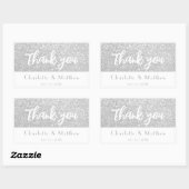 Elegant Sparkle Silver Glitter Wedding Rechthoekige Sticker (Vel)