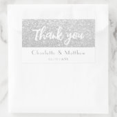 Elegant Sparkle Silver Glitter Wedding Rechthoekige Sticker (Tas)