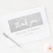 Elegant Sparkle Silver Glitter Wedding Rechthoekige Sticker (Envelop)
