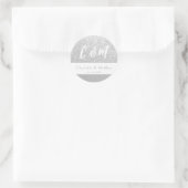 Elegant Sparkle Silver Glitter Wedding Ronde Sticker (Tas)