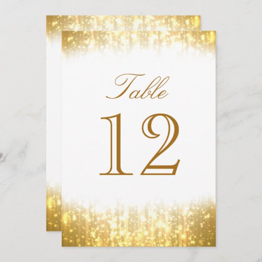Elegant Sparkle Table Number Kaart (Voorkant / Achterkant)