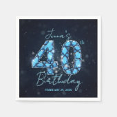 Elegant Sparkle Teal Blue Gemstone 40th Birthday Servet (Voorkant)