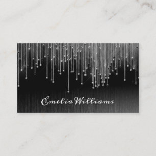 Elegant Sparkle White Crystal Rhinestone Black Visitekaartje