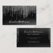 Elegant Sparkle White Crystal Rhinestone Black Visitekaartje (Voorkant / Achterkant)