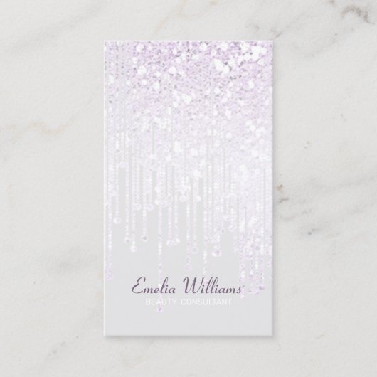 Elegant Sparkle White Glitter Drijft licht grijs Visitekaartje (Voorkant)