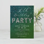 Elegant Sparkles Glitter Emerald Birthday Party Kaart (Staand voorkant)