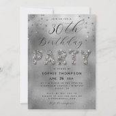 Elegant Sparkles Glitter Silver Birthday Party Kaart (Voorkant)