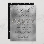 Elegant Sparkles Glitter Silver Birthday Party Kaart (Voorkant / Achterkant)