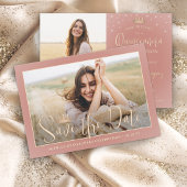 Elegant Sparkles Quinceañera 2 Foto Roos Gold Save The Date