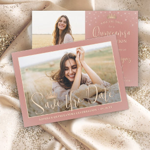 Elegant Sparkles Quinceañera 2 Foto Roos Gold Save The Date