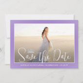 Elegant Sparkles Quinceañera 2 Photo Lilac Purple Save The Date (Voorkant)