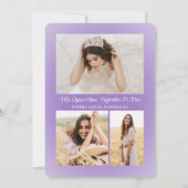 Elegant Sparkles Quinceañera 3 Foto Lila Paarse Kaart (Achterkant)