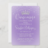 Elegant Sparkles Quinceañera 3 Foto Lila Paarse Kaart (Voorkant)