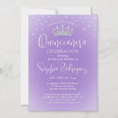 Elegant Sparkles Quinceañera Crown Lilac Purple Magnetische Uitnodiging (Voorkant)