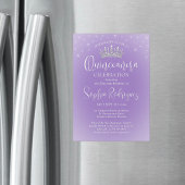 Elegant Sparkles Quinceañera Crown Lilac Purple Magnetische Uitnodiging
