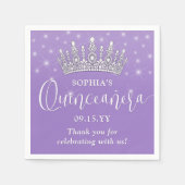 Elegant Sparkles Quinceañera Crown Lilac Purple Servet (Voorkant)