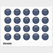 Elegant Sparkles Quinceañera Crown Navy Blue Ronde Sticker (Vel)